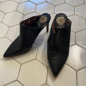 Vince black leather heals